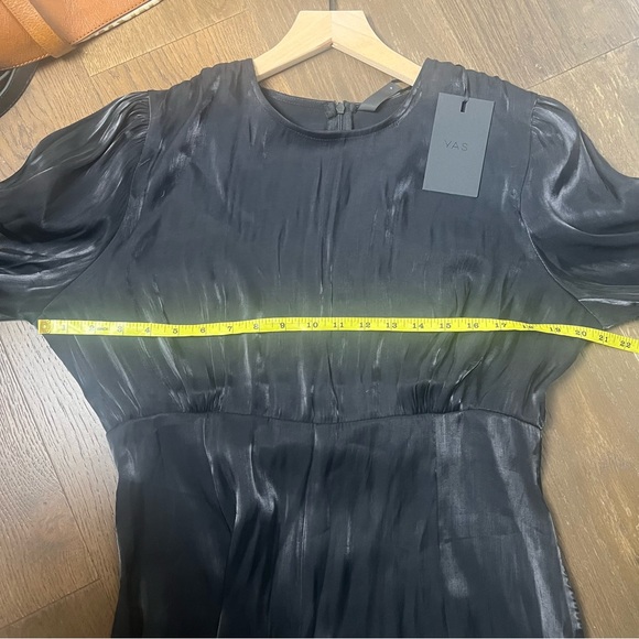 Y.A.S Shine silky lace trim mini dress in black SZ XL - Picture 10 of 11